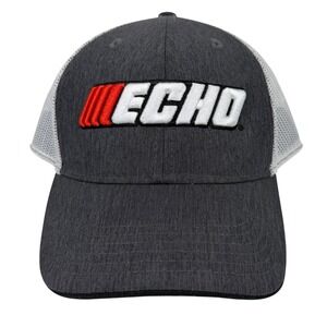 Echo Power Equipment Trucker Hat Charcoal Grey White Mesh Adjustable Cap Logo